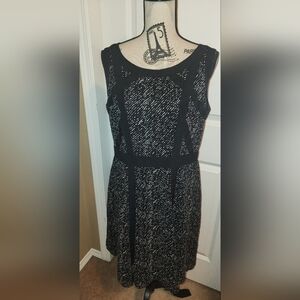 Ricki's Black & White Tweed Print With Black Trim Sleeveless Fit-and-Flare Dress